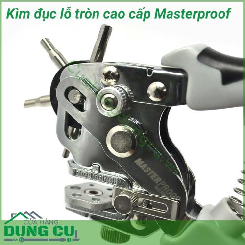 Kìm bấm lỗ tròn cao cấp Masterproof giúp bạn không chỉ đục lỗ tròn với nhiều kích cỡ khác nhau rất hữu ích cho bạn thỏa sức sáng tạo làm đồ handmade trên vật liệu da, giấy bìa....phù hợp cho việc thường xuyên đục lỗ thắt lưng, dây nịt, dây da đồng hồ,...