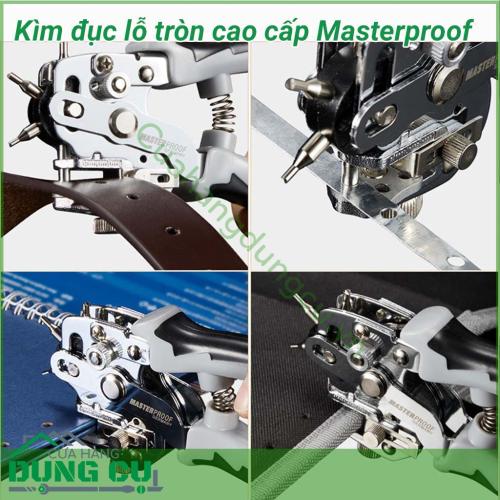 Kìm bấm lỗ tròn cao cấp Masterproof giúp bạn không chỉ đục lỗ tròn với nhiều kích cỡ khác nhau rất hữu ích cho bạn thỏa sức sáng tạo làm đồ handmade trên vật liệu da, giấy bìa....phù hợp cho việc thường xuyên đục lỗ thắt lưng, dây nịt, dây da đồng hồ,...