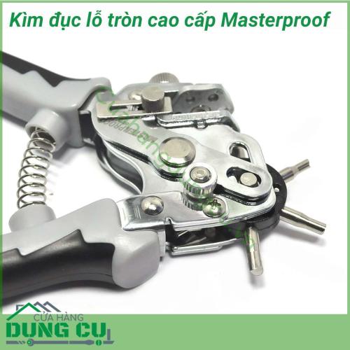 Kìm bấm lỗ tròn cao cấp Masterproof giúp bạn không chỉ đục lỗ tròn với nhiều kích cỡ khác nhau rất hữu ích cho bạn thỏa sức sáng tạo làm đồ handmade trên vật liệu da, giấy bìa....phù hợp cho việc thường xuyên đục lỗ thắt lưng, dây nịt, dây da đồng hồ,...