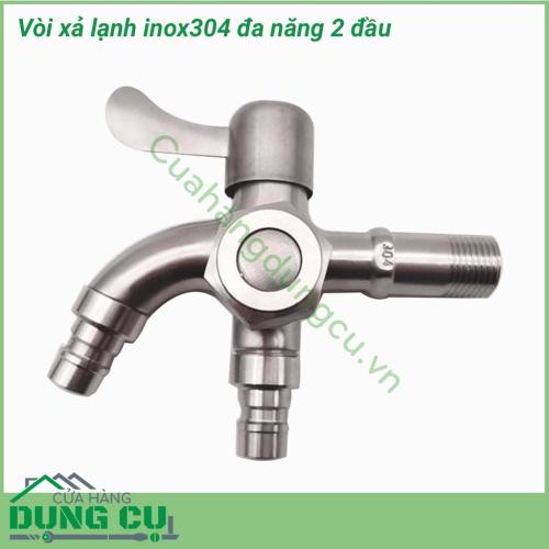 Vòi xả lạnh inox304 đa năng 2 đầu được sản xuất bằng inox SUS 304 nguyên khối bền đẹp, chắc chắn, không gỉ sét. Với một vẻ ngoài tinh tế, sang trọng, tay vòi vừa vặn, thuận tiện sử dụng.