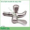 Vòi xả lạnh inox304 đa năng 2 đầu được sản xuất bằng inox SUS 304 nguyên khối bền đẹp, chắc chắn, không gỉ sét. Với một vẻ ngoài tinh tế, sang trọng, tay vòi vừa vặn, thuận tiện sử dụng.