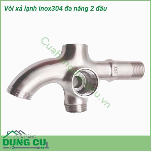 Vòi xả lạnh inox304 đa năng 2 đầu được sản xuất bằng inox SUS 304 nguyên khối bền đẹp, chắc chắn, không gỉ sét. Với một vẻ ngoài tinh tế, sang trọng, tay vòi vừa vặn, thuận tiện sử dụng.