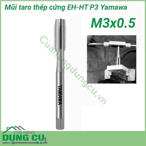 Mũi taro thép cứng EH-HT P3 Yamawa M3 x 0.5 5P được thiết kế đặc biệt để taro vật liệu cứng có độ cứng từ 35~45HRC như là thép hợp kim, thép các bon cao đã qua xử lý nhiệt và dập, thép khuôn. Chúng ta sử dụng mũi taro tay có đoạn ren cạn 5P cho lỗ thông