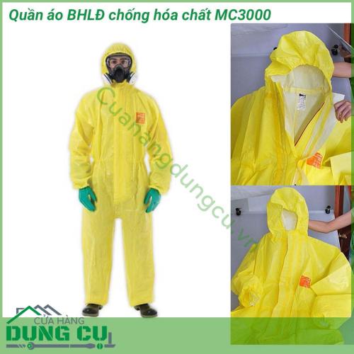 Quần áo BHLĐ chống hóa chất MC 3000 được cấu tạo bởi nhiều lớp vải với độ nhận thấy cao, chắc chắn, bền, thích hợp cho các công nhân làm việc trong các môi trường cực kỳ nguy hiểm giúp bảo vệ an toàn cho người sử dụng một cách tối ưu nhất.