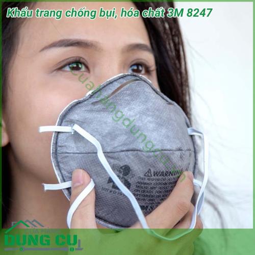 Khẩu trang chống bụi, hóa chất 3M 8247 một lựa chọn hỗ trợ bảo vệ sức khỏe không thể bỏ qua. Đặc biệt đây chính là khẩu trang đạt chuẩn có thể ngăn ngừa Virus Corona Covid-19 và người thường xuyên tiếp xúc với môi trường nhiều khói bụi, mùi, ô nhiễm…