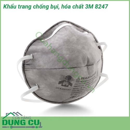 Khẩu trang chống bụi, hóa chất 3M 8247 một lựa chọn hỗ trợ bảo vệ sức khỏe không thể bỏ qua. Đặc biệt đây chính là khẩu trang đạt chuẩn có thể ngăn ngừa Virus Corona Covid-19 và người thường xuyên tiếp xúc với môi trường nhiều khói bụi, mùi, ô nhiễm…