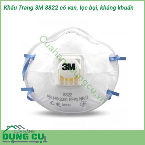 Khẩu trang kháng khuẩn 3M 8822 có van thở là dòng khẩu trang cao cấp tiêu chuẩn P2 ( N95 ) thường xuyên được tin tưởng sử dụng tại các bệnh viện, xí nghiệp, nhà máy, những nơi tiếp xúc với môi trường độc hại và nguồn bệnh có nguy cơ lây nhiễm cao. 