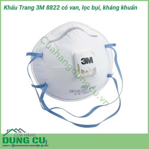 Khẩu trang kháng khuẩn 3M 8822 có van thở là dòng khẩu trang cao cấp tiêu chuẩn P2 ( N95 ) thường xuyên được tin tưởng sử dụng tại các bệnh viện, xí nghiệp, nhà máy, những nơi tiếp xúc với môi trường độc hại và nguồn bệnh có nguy cơ lây nhiễm cao. 