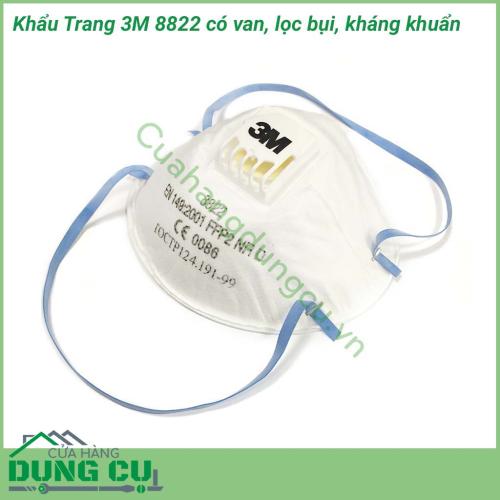 Khẩu trang kháng khuẩn 3M 8822 có van thở là dòng khẩu trang cao cấp tiêu chuẩn P2 ( N95 ) thường xuyên được tin tưởng sử dụng tại các bệnh viện, xí nghiệp, nhà máy, những nơi tiếp xúc với môi trường độc hại và nguồn bệnh có nguy cơ lây nhiễm cao. 