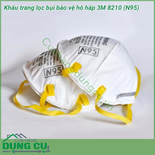 Khẩu trang lọc bụi bảo vệ hô hấp 3M 8210 (N95) có khả năng chống bụi tối thiểu 95% các loại bụi mịn có kích thước khoảng 0.3 micron. Được thiết kế phù hợp cho đa dạng các khuôn mặt