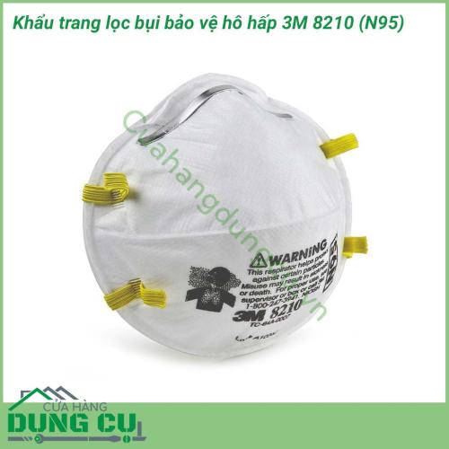 Khẩu trang lọc bụi bảo vệ hô hấp 3M 8210 (N95) có khả năng chống bụi tối thiểu 95% các loại bụi mịn có kích thước khoảng 0.3 micron. Được thiết kế phù hợp cho đa dạng các khuôn mặt