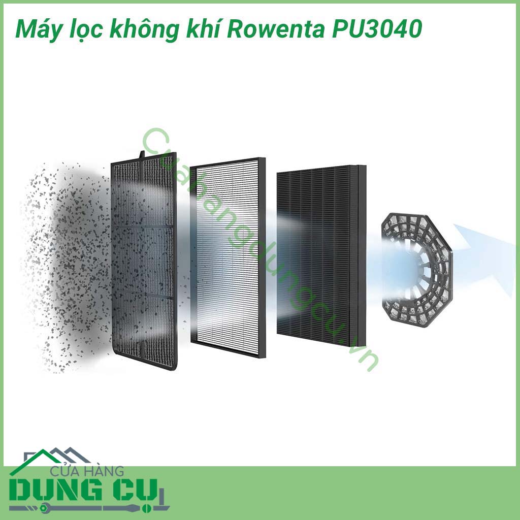 Máy lọc không khí Rowenta PU 3040 cung cấp một bầu không khí an toàn và trong lành hơn trong nhà của bạn, cho phép bạn thở dễ dàng hơn, thậm chí còn hơn nếu bạn nhạy cảm với các chất gây dị ứng.