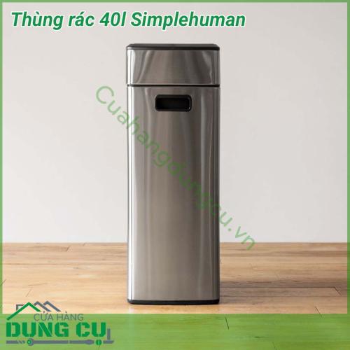 Thùng rác 40 lít Simplehuman được làm bằng thép không gỉ đơn giản kết hợp công nghệ tiên tiến cho phép bạn mở thùng bằng tay, khuỷu tay hoặc hông của mình. Thiết kế mỏng, tiết kiệm không gian, hoàn hảo cho nhà bếp nhỏ hoặc để ngồi dựa vào tường