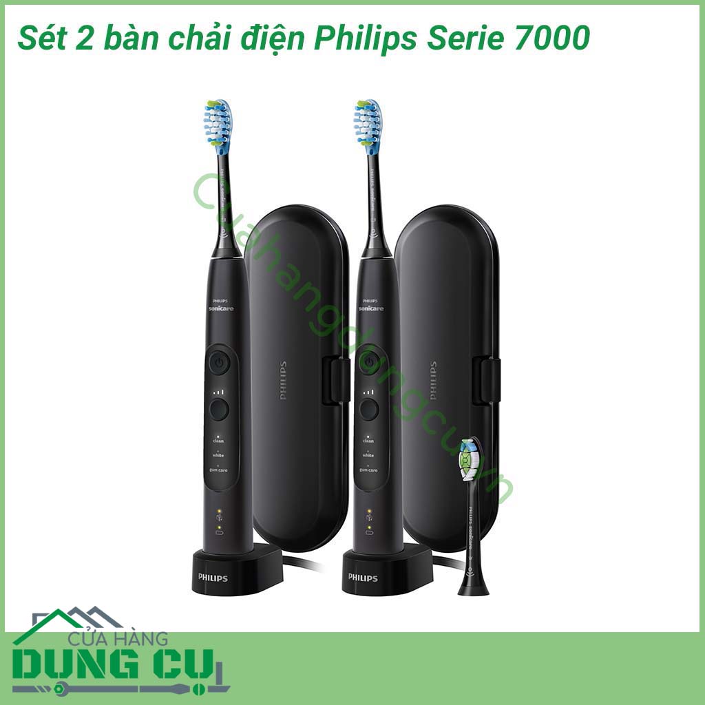 Bàn chải răng điện Philips Serie 7000 siêu sạch, chuyên gia loại bỏ mảng bám nhiều hơn gấp 10 lần so với bàn chải đánh răng thường. An toàn và nhẹ nhàng cho nhu cầu sức khỏe răng miệng.