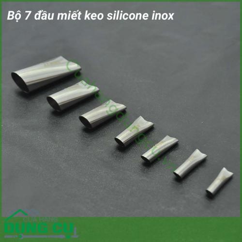 Bộ 7 đầu miết keo silicone inox cho đường keo đẹp, không mất nhiều thời gian. Chất liệu inox chống mài mòn, sử dụng lâu dài và khá bền