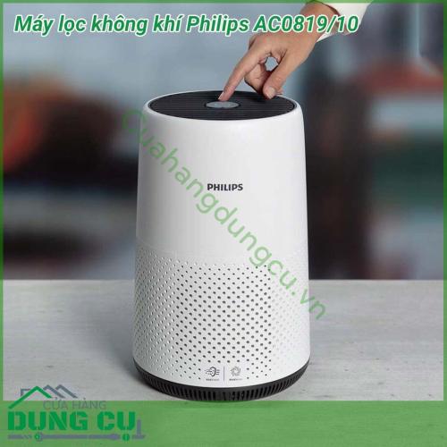 Máy lọc không khí Philips AC0819/10 thiết kế hiện đại, loại bỏ 99,97% các chất gây dị ứng trong không khí. Lưu lượng lọc CADR hạt: 190 m³/h. Sản phẩm phù hợp với phòng kích thước lên tới 49 mét vuông.