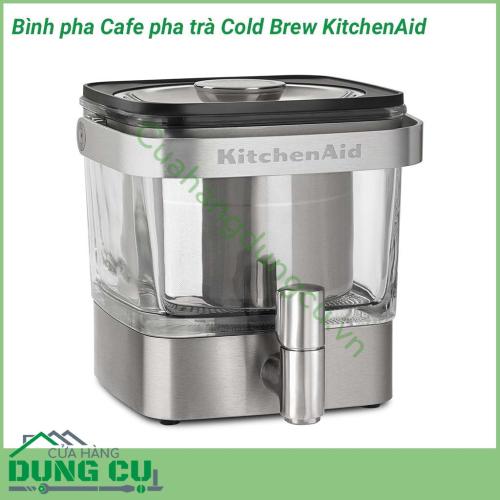 Bình pha cà phê pha trà Cold Brew KitchenAid có thể pha trà, hãm linh chi, diệp hạ châu hoặc ngâm hoa quả detox thanh lọc cơ thể. Bình pha dung tích 1140ml, nhỏ gọn, để trong tủ lạnh vừa xinh