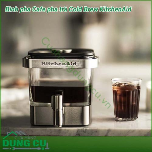 Bình pha cà phê pha trà Cold Brew KitchenAid có thể pha trà, hãm linh chi, diệp hạ châu hoặc ngâm hoa quả detox thanh lọc cơ thể. Bình pha dung tích 1140ml, nhỏ gọn, để trong tủ lạnh vừa xinh