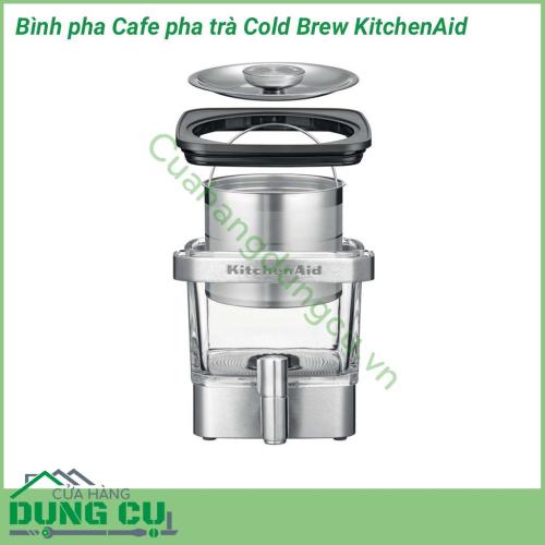 Bình pha cà phê pha trà Cold Brew KitchenAid có thể pha trà, hãm linh chi, diệp hạ châu hoặc ngâm hoa quả detox thanh lọc cơ thể. Bình pha dung tích 1140ml, nhỏ gọn, để trong tủ lạnh vừa xinh