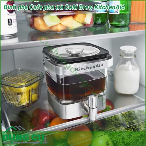 Bình pha cà phê pha trà Cold Brew KitchenAid có thể pha trà, hãm linh chi, diệp hạ châu hoặc ngâm hoa quả detox thanh lọc cơ thể. Bình pha dung tích 1140ml, nhỏ gọn, để trong tủ lạnh vừa xinh