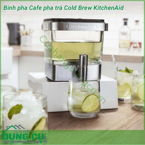 Bình pha cà phê pha trà Cold Brew KitchenAid có thể pha trà, hãm linh chi, diệp hạ châu hoặc ngâm hoa quả detox thanh lọc cơ thể. Bình pha dung tích 1140ml, nhỏ gọn, để trong tủ lạnh vừa xinh