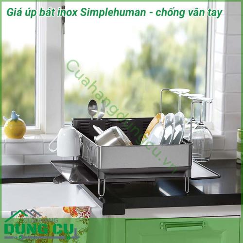 Giá úp bát inox Simplehuman - chống vân tay - luôn sáng bóng! Hàng cao cấp - toàn bộ chất liệu là thép không gỉ - Độ bền cao.