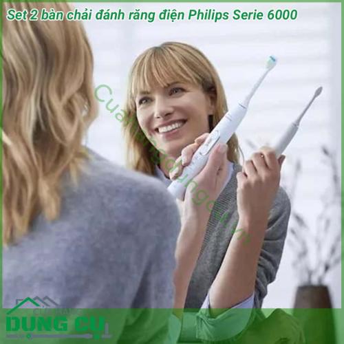 Bàn chải đánh răng điện Philips Series 6000 sẽ giúp mang đến cho người dùng một hàm răng trắng sáng. Với thiết kế sang trọng, cùng công nghệ mới nhất sẽ giúp mọi người có thể nhẹ nhàng làm sạch mảng bám của kẻ răng, giúp răng có thể trắng khỏe