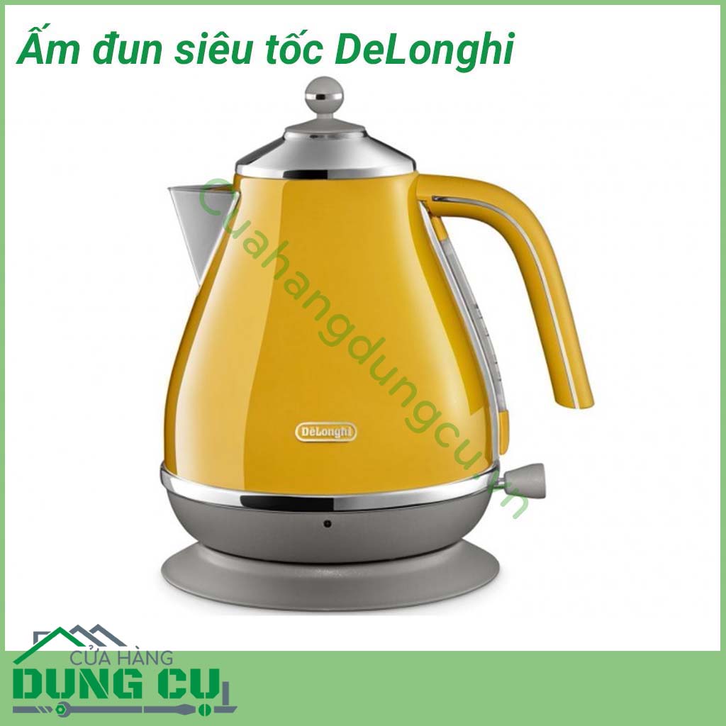 Ấm đun siêu tốc DeLonghi với kiểu dáng tinh tế, màu sắc hiện đại tạo không gian nhà bạn trở nên sang trọng hơn. Ấm đun nước Delonghi có chất liệu được làm bằng thép không gỉ, bền, làm cho sản phẩm được đun sôi nhanh, vệ sinh trở nên dễ dàng.