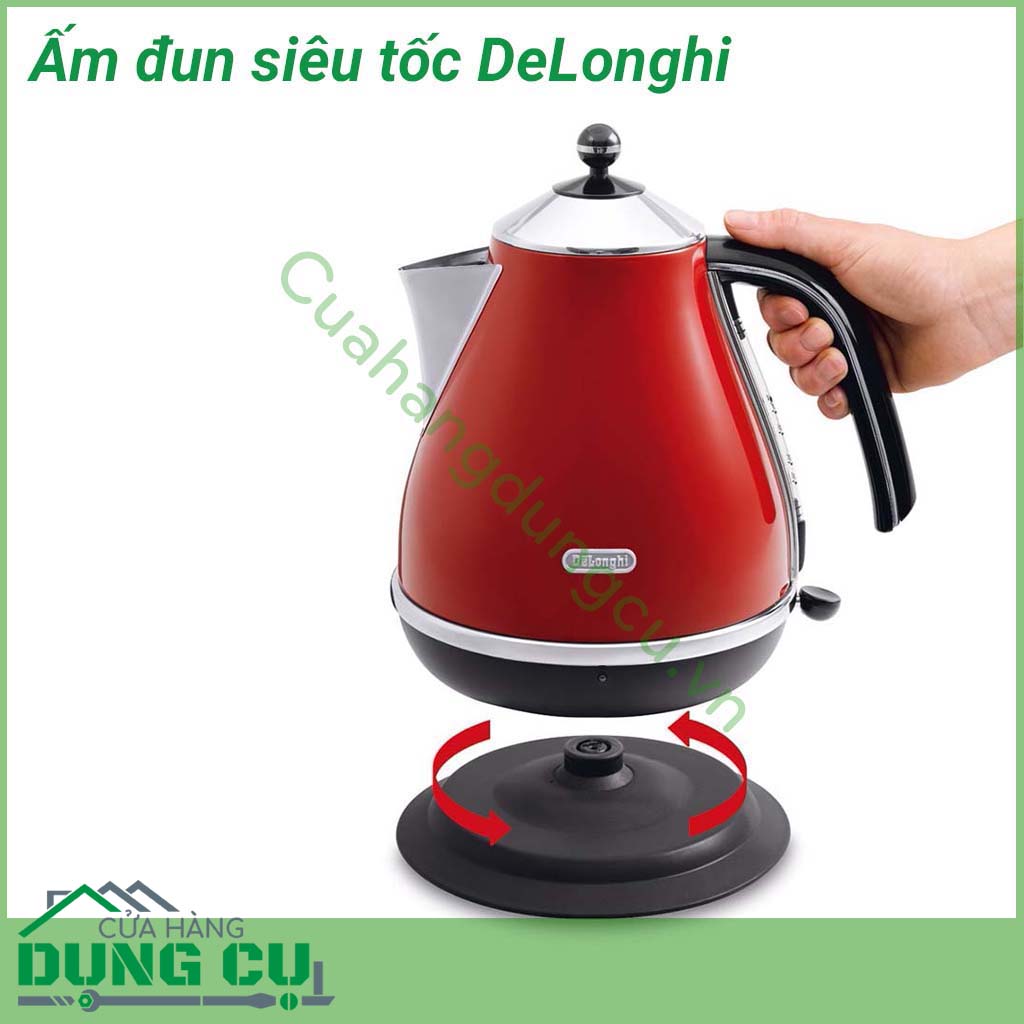 Ấm đun siêu tốc DeLonghi với kiểu dáng tinh tế, màu sắc hiện đại tạo không gian nhà bạn trở nên sang trọng hơn. Ấm đun nước Delonghi có chất liệu được làm bằng thép không gỉ, bền, làm cho sản phẩm được đun sôi nhanh, vệ sinh trở nên dễ dàng.