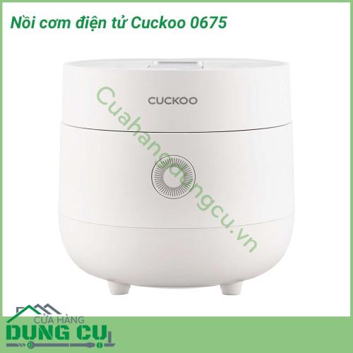 Nồi cơm điện tử Cuckoo 0675 sở hữu thiết kế rất hiện đại, các đường nét được bo cong nhẹ nhàng, sử dụng màu sắc trắng tinh tế mang đến vẻ đẹp sang trọng, tiện nghi cho không gian bếp.