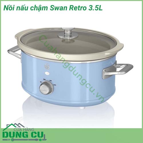 Nồi nấu chậm Swan Retro 3.5L thích hợp cho các món hầm nấu chậm và nấu với nhiệt độ thấp vừa phải như các món kho (cá kho, thịt kho, bò kho...), giả cầy, bò sốt vang, bắp bò luộc mắm xả, gà quay nguyên con, các món cháo hoặc súp...