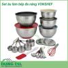 Set âu làm bếp đa năng VONSHEF được làm bằng inox cao cấp không gỉ, đế silicon chống trượt, nắp nhựa kín giúp bảo quản thực phẩm rất tốt