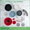 Set âu làm bếp đa năng VONSHEF được làm bằng inox cao cấp không gỉ, đế silicon chống trượt, nắp nhựa kín giúp bảo quản thực phẩm rất tốt