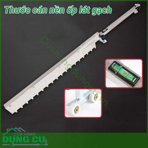 Thước cán nền lát gạch được thiết kế thông minh, sáng tạo có thể gấp gọn giúp dễ dàng mang theo. Thước cán nền giúp lát gạch nền dễ dàng với gạch lát tối đa 80cm. Sản phẩm có Nivo lấy thăng bằng giúp lát gạch phẳng hoặc tạo dốc dễ dàng.