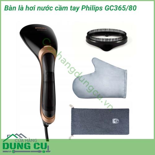 Bàn là hơi nước cầm tay Philips GC365/80 có công suất 1300W nhỏ gọn giúp bạn nhanh chóng là ủi tất cả các chất liệu vải, các loại quần áo có chất liệu khó là như voan, lụa, len, ren, dạ, kaki, bò... mà không cần đến cầu là, không gây nóng ra xung quanh. 