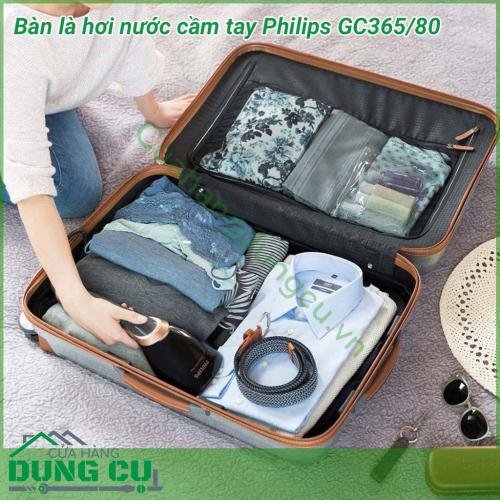 Bàn là hơi nước cầm tay Philips GC365/80 có công suất 1300W nhỏ gọn giúp bạn nhanh chóng là ủi tất cả các chất liệu vải, các loại quần áo có chất liệu khó là như voan, lụa, len, ren, dạ, kaki, bò... mà không cần đến cầu là, không gây nóng ra xung quanh. 