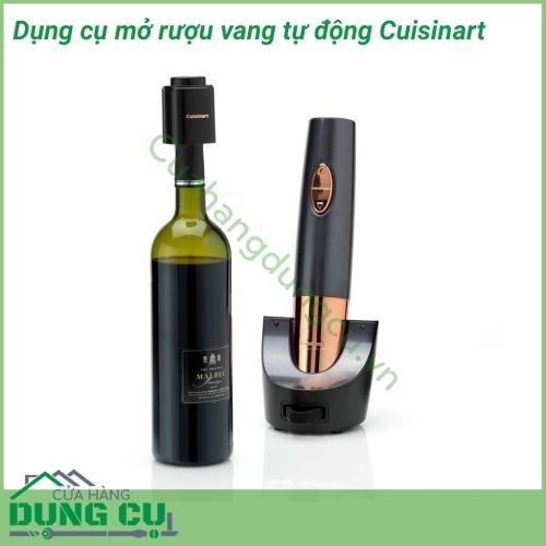 Dụng cụ mở nắp rượu vang tự động Cuisinart Thiết kế thanh lịch, kiểu dáng đẹp, không dây với điểm nhấn bằng thép không gỉ. Mở tối đa 80 chai trong một lần sạc, sạc lại nhanh chóng