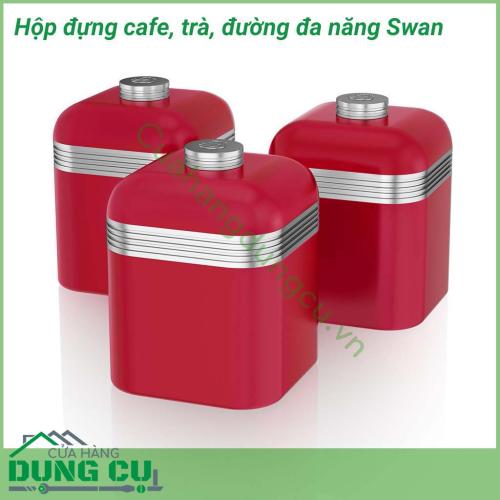 Hộp đựng đa năng trà, đường, cà phê Swan phong cách Retro bày lên bàn phòng khách, lịch sự và đáng yêu vô cùng