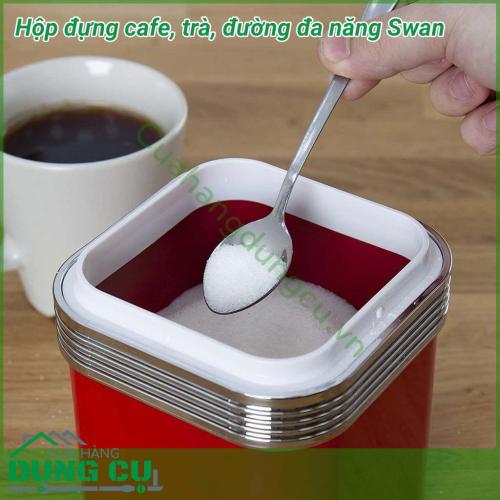 Hộp đựng đa năng trà, đường, cà phê Swan phong cách Retro bày lên bàn phòng khách, lịch sự và đáng yêu vô cùng