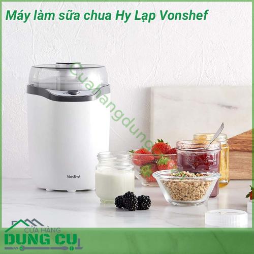 Máy làm sữa chua Hy Lạp Vonshef có thể làm cả sữa chua Hy Lạp hay sữa chua thường nhờ 2 chế độ đặt sẵn của máy. Nhờ có giỏ lọc tách nước nên rất tiện lợi, các mẹ sẽ được thưởng thức món sữa chua Hy Lạp bổ dưỡng hơn gấp nhiều lần sữa chua thường