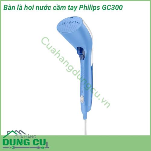 Bàn là hơi nước cầm tay Philips GC300 là dạng bàn ủi cầm tay với​ chức năng phun hơi nước liên tục (20g/phút) được cung cấp bởi bơm điện, chỉ cần nhấn nút là bạn có thể dễ dàng ủi thẳng các loại quần áo, loại bỏ vết nhăn một cách nhanh chóng.