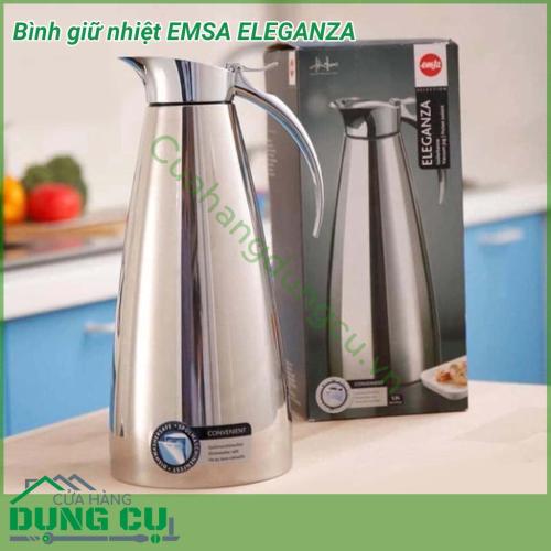 Bình giữ nhiệt EMSA ELEGANZA 1L với chất liệu thép không gỉ 2 lớp và được ngăn cách bởi chân không đảm bảo hiệu suất cách nhiệt tối ưu. Bình có khả năng giữ nóng lên tới 12 giờ hoặc giữ lạnh lên tới 24 giờ.