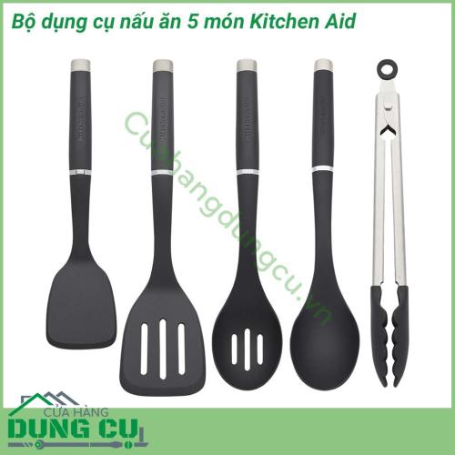 Bộ dụng cụ nhà bếp 5 món Kitchen Aid phù hợp với tất cả thiết bị nhà bếp của bạn. Nó an toàn để sử dụng trên tất cả các dụng cụ nấu nướng đặc biệt là nó không làm xước nồi chảo chống dính của bạn. 