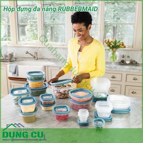 Hộp đựng đa năng 42 món Rubbermaid nhựa crystal chống trầy xước cực tốt. Hộp nắp kín chân không, hoàn toàn không hở khí giúp thực phẩm tươi và giữ mùi vị được lâu hơn. Hộp cực kỳ an toàn khi sử dụng cho lò vi sóng và máy rửa chén.