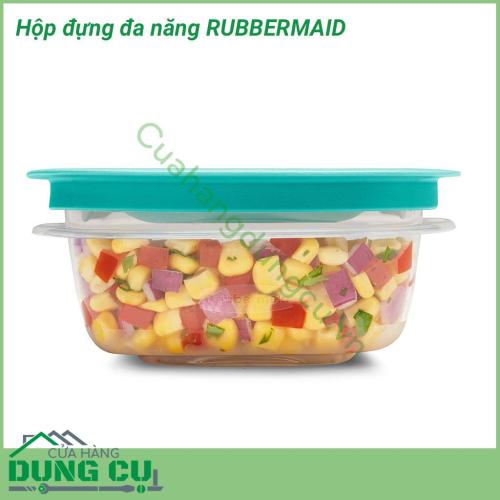 Hộp đựng đa năng 42 món Rubbermaid nhựa crystal chống trầy xước cực tốt. Hộp nắp kín chân không, hoàn toàn không hở khí giúp thực phẩm tươi và giữ mùi vị được lâu hơn. Hộp cực kỳ an toàn khi sử dụng cho lò vi sóng và máy rửa chén.