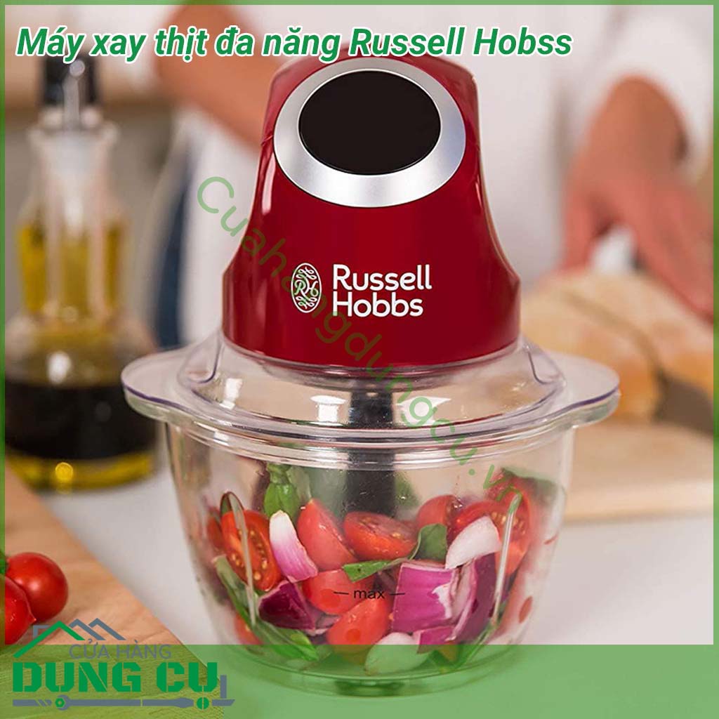 Máy xay thịt đa năng Russell Hobss được thiết kế để thực hiện 3 chức năng cắt nhỏ, xay và trộn trong tích tắc. Bạn có thể dễ dàng để thực phẩm vào khoang chứa thịt khá lớn, sau đó đóng máy thực hiện nhấn khởi động và nhấn xay thịt hiệu quả.