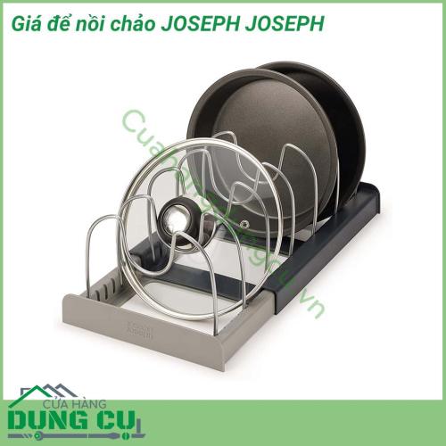 Giá để nồi chảo JOSEPH JOSEPH hoàn hảo để lưu trữ nhiều loại chảo, vung và khay nướng. Giá để nồi chảo bao gồm 1 khung điều chỉnh và 10 bộ chia dây chống xước có thể điều chỉnh với các khe tay cầm chảo