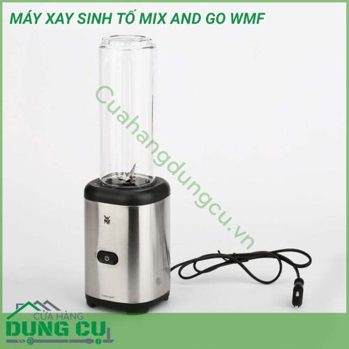 Máy xay sinh tố Mix & Go WMF công suất 300 W và lưỡi thép không gỉ 4 cánh chất lượng cao, nó xay nhuyễn và pha trộn nhiều loại sinh tố và trái cây – ngay cả với nước đá