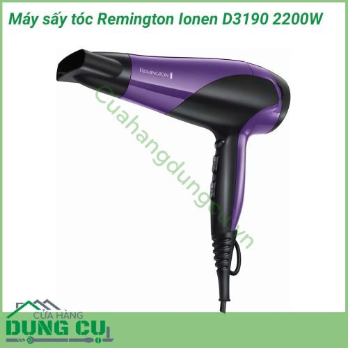 Máy sấy tóc Remington Ionen D3190 2200W với những chức năng tiên tiến giúp linh hoạt trong việc sấy cũng như tạo kiểu tóc, cánh quạt kẹp giúp tăng tốc độ sấy, tiết kiệm thời gian tối đa, sẽ giúp bạn nhanh chóng sấy khô và tạo kiểu tóc theo ý muốn.