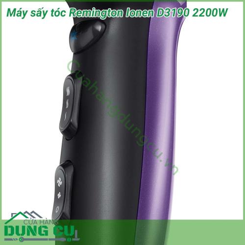 Máy sấy tóc Remington Ionen D3190 2200W với những chức năng tiên tiến giúp linh hoạt trong việc sấy cũng như tạo kiểu tóc, cánh quạt kẹp giúp tăng tốc độ sấy, tiết kiệm thời gian tối đa, sẽ giúp bạn nhanh chóng sấy khô và tạo kiểu tóc theo ý muốn.